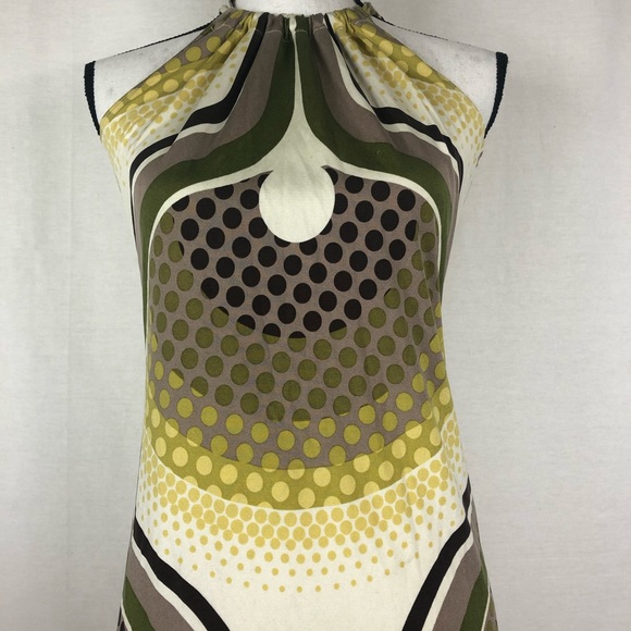 Trina Turk silk halter circle/ line print size 4 - Picture 4 of 8